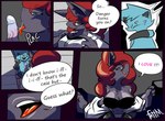 absurd_res anthro comic dewott duo english_text fattmana female generation_5_pokemon hi_res male male/female mating_hotel nintendo pokemon pokemon_(species) text zoroark