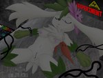 4:3 anthro arms_tied bdsm bondage bound breasts eulipotyphlan eyes_closed female generation_4_pokemon genitals hedgehog laying_on_table legendary_pokemon legs_tied lying mammal navel nintendo pokemon pokemon_(species) pussy shaymin silavos sky_forme_shaymin solo watermark white_body wire