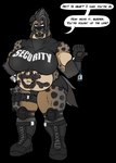 Rating: e
ID: 4726677
Date: 2024-04-17 15:57:52 -0400
Status: active
Score: 66
alpha_channel anthro badge belly belly_tattoo big_belly big_teeth blind_eye boots bouncer camel_toe clothing english_text female fingerless_gloves flashlight footwear gloves greying_hair handwear hi_res hyena jacklyn_sheen knee_pads looking_at_viewer looking_down looking_down_at_viewer mammal mane mature_female metal_teeth musclegut muscular muscular_female notched_ear pouches red_eyes scar security security_guard shoes skianous solo spotted_hyena talking_to_viewer tattoo teeth text thick_neck yellow_teeth post #4726677