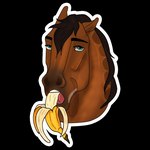 1:1 2022 alpha_channel amber18db ambiguous_gender banana blue_eyes brown_body brown_hair brown_mane digital_media_(artwork) dolero equid equine eyebrows feral food fruit hair headshot_portrait horse looking_at_viewer mammal mane open_mouth plant portrait simple_background solo teeth tongue