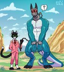 2019 3_toes 60percentscalie abs anthro balls barefoot biceps black_body black_fur blue_body bound bound_dragon_(60percentscalie) chain chain_leash chained cliffs clothed clothed/nude clothed_male clothing collar confusion cuff_(restraint) deltoids detailed_background digitigrade domestic_cat dominant dominant_male dragon duo fantasy feet felid feline felis fully_clothed fur gag genitals green_eyes handcuffed handcuffs leash lizard looking_at_viewer male male/male mammal meadow metal_cuffs multicolored_body multicolored_fur muscular muscular_anthro muscular_male muscular_sub muzzle_(object) mythological_creature mythological_scalie mythology navel nude outside pecs penis quads reptile restrained restraints rock scalie shackles sky slave story story_in_description submissive submissive_male tail toes triceps two_tone_body two_tone_fur two_tone_tail vein veiny_penis whiskers white_body white_fur