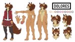 absurd_res anthro back_markings black_nails black_nose bottomwear breasts brown_body brown_fur brown_hair canid canine canis clothed clothing colored_nails danglebat digital_media_(artwork) dolores_(danglebat) domestic_dog ear_markings eyebrows female fingerpads fingers footwear fur fur_markings fycroh hair hi_res inner_ear_fluff jacket liltaiga4 mammal markings model_sheet nails neck_tuft pawpads paws ponytail purple_eyes skirt socks solo topwear tuft uniform