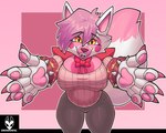 2024 absurd_res animatronic anthro big_breasts blush blush_stickers bracelet breasts canid canine cleavage clothed clothing digital_media_(artwork) ear_piercing female fingers five_nights_at_freddy's five_nights_at_freddy's_2 fox fully_clothed hair hi_res jewelry looking_at_viewer machine mammal mangle_(fnaf) piercing pink_hair pupils robot rondonite scottgames slit_pupils solo spiked_bracelet spikes tail yellow_eyes