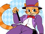 Rating: q
ID: 5645047
Date: 2025-06-15 21:16:46 -0400
Status: active
Score: 16
anthro blue_eyes blush blush_lines bow_tie bulge clothing domestic_cat ear_tuft eliot_(giggleland) fangs felid feline felis fur giggleland hat headgear headwear hi_res long_tail looking_at_viewer magic_wand magician magician_hat male mammal markings orange_body orange_fur purple_clothing purple_suit saku1saya shirt smile solo striped_body striped_fur striped_markings striped_tail stripes suit suit_jacket tail tail_markings teeth tongue tongue_out top_hat topwear tuft undershirt post #5645047