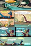 absurd_res boat comic desert dinosaur dragon dragonscape drekir dromaeosaurid english_text female feral forl_(thepatchedragon) group hi_res male mythological_creature mythological_scalie mythology oli_(thepatchedragon) post-apocalyptic prehistoric_species ralan_(thepatchedragon) reptile river ruins scalie tail text thepatchedragon theropod tribal tribal_clothing trio vehicle watercraft