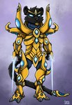 anthro armor bad_guy_cafe black_body black_fur blizzard_entertainment blue_eyes crossover felid fur male mammal pantherine protoss science_fiction shevron solo starcraft ziegelzeig