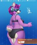 absurd_res alpaca anthro big_butt blue_background blue_eyes bra breasts butt camelid clothed clothing digital_media_(artwork) dj_bop electronics epic_games eyewear female fortnite fur gatogenerico glasses hair headphones hi_res huge_butt looking_at_viewer looking_back mammal open_mouth panties pink_body pink_fur portrait short_hair simple_background smile solo tail tail_motion tailwag three-quarter_portrait tongue topwear underwear