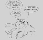 absurd_res anteater anthro comic crocodile crocodilian dialogue duo english_text grivaire grivaire_(character) hi_res male male/male mammal monochrome musclegut muscular nude pilosan reptile scalie size_difference text xenarthran