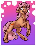 cutie_mark equid equine female feral fetlocks foxenawolf fur goldfur's_cogsverse gradient_background hair hasbro hooves horn mammal multicolored_hair my_little_pony mythological_creature mythological_equine mythology open_mouth orange_body orange_fur peach_delight pink_hair simple_background solo two_tone_hair unicorn unicorn_horn white_background