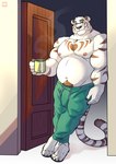 Rating: e
ID: 4761195
Date: 2024-05-04 08:59:53 -0400
Status: active
Score: 25
2024 absurd_res anthro belly biceps biped bottomwear bulge clothed clothing coffee_mug crossed_legs deltoids detailed_bulge door doorway drawstring eyewear felid frost_byte genital_outline glasses green_bottomwear green_clothing green_pants heart_symbol heterochromia hi_res in_doorway inside leaning lomlynx looking_at_viewer male male_anthro mammal manly musclegut muscular navel nipples pantherine pants pants_only pecs penis_outline pubes slightly_chubby smile smiling_at_viewer solo steam sweatpants tiger topless triceps post #4761195