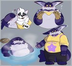 anthro belly big_the_cat blush clothing embarrassed fur gloves handwear heart_symbol hi_res hot_tub kissing_cheek male male/male newtmoss overweight purple_body purple_fur sega sonic_the_hedgehog_(series) striped_body striped_fur stripes thong underwear yellow_sclera