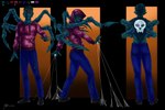 8_eyes absurd_res anthro arachnid arthropod arthropod_webbing bottomwear clothing denim denim_bottomwear denim_clothing hi_res hibernalbeast hoodie jeans male model_sheet modified_clothing multi_eye ne'krot pants solo spider spider_legs spinnerets topwear