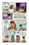 2024 anthro asinus backpack bottomwear brown_body clothing comic detailed_background dialogue donkey dot_eyes duo english_text equid equine guayodraws hi_res horse inside julio_(julio_&_poncho) kitchen male mammal pants poncho_(julio_&_poncho) shirt text topwear