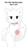 anthro bell bell_collar black_eyes blush blush_lines boy_kisser_(meme) chano cheek_tuft collar collar_only domestic_cat ears_up facial_tuft feet felid feline felis fluffy fluffy_tail foot_fetish fur heart_eyes heart_symbol hi_res holding_leg holding_leg_up male mammal meme nude pawpads paws pink_collar pink_pawpads raised_leg silly_cat_(mauzymice) sitting solo tail tuft white_body white_fur