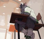 Rating: e
ID: 5099708
Date: 2024-10-07 10:01:02 -0400
Status: active
Score: 335
anthro bebebebebe biped black_body black_hair blush bottomwear bovid bovine cattle classroom_desk clothed clothing desk detailed_background erection footwear furniture genitals hair hi_res horn humanoid_genitalia humanoid_penis long_penis male male_anthro mammal penis public public_erection shoes sitting socks solo table text topwear under_table unwanted_erection post #5099708