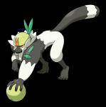 2016 alpha_channel ambiguous_gender black_body black_fur feral fur generation_7_pokemon hi_res mammal markings nintendo official_art passimian pokemon pokemon_(species) primate simple_background solo transparent_background tribal tribal_markings unknown_artist white_body white_fur