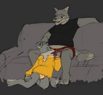 age_difference anthro boxer_briefs briefs bulge bulge_fondling bulge_grab bulge_in_face bulge_sniffing canid canine canis clothing crotch_sniffing demilittleguy duo eddie_(orf) father_(lore) father_and_child_(lore) father_and_son_(lore) fur furniture grey_body grey_fur hand_on_head hi_res hoodie incest_(lore) male male/male mammal musk musk_clouds parent_(lore) parent_and_child_(lore) parent_and_son_(lore) sam_(orf) shirt slightly_chubby sniffing sniffing_clothes sofa son_(lore) t-shirt topwear underwear underwear_sniffing wolf