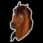 1:1 2022 alpha_channel amber18db ambiguous_gender blue_eyes blush brown_body brown_hair brown_mane digital_media_(artwork) dolero equid equine eyebrows feral hair headshot_portrait horse mammal mane portrait simple_background smile solo teeth