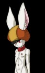 2023 alpha_channel anthro clothing dragon_ball dragon_ball_super dullehan eyelashes female flat_chested hat headgear headwear hi_res inner_ear_fluff lagomorph leporid mammal navel nipples nude pink_inner_ear rabbit red_eyes red_scarf scarf solo sorrel tagme tuft white_body