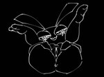 2024 4:3 anthro anus black_and_white black_background butt clitoris digital_drawing_(artwork) digital_media_(artwork) female genitals hi_res lagomorph legs_up leporid mammal monochrome presenting presenting_hindquarters presenting_pussy pussy rabbit simple_background solo vib-ribbon vibri's_cousin vussybussy