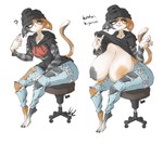 Rating: q
ID: 4183392
Date: 2023-07-21 00:21:43 -0400
Status: active
Score: 231
anthro areola beanie big_breasts black_areola black_nipples bottomwear breasts calico_cat clothing domestic_cat dullvivid ear_piercing english_text epic_games felid feline felis female fortnite furniture hammerspace hat headgear headwear hi_res hoodie huge_breasts mammal meow_skulls multicolored_body nipples orange_eyes pants piercing pupils question_mark sitting solo stool tan_areola tan_nipples text tongue tongue_out topwear torn_bottomwear torn_clothing torn_pants post #4183392