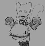 2023 :3 ambiguous_anthro ambiguous_gender anthro armwear bell bell_collar belly big_belly biped bloated cat_cutout closed_smile clothed clothed_ambiguous clothed_anthro clothing collar delirium_(tboi) digital_drawing_(artwork) digital_media_(artwork) domestic_cat ears_up english_description felid feline felis goo_creature goo_drip grey_background jingle_bell jingle_bell_collar legwear long_tail looking_down looking_down_at_self maid_uniform male_(lore) mammal monotone_background mouth_closed portrait rumbling_stomach simple_background sketch smile solo tail tcsrjx the_binding_of_isaac_(series) three-quarter_portrait topwear uniform vore