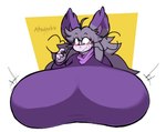 2024 anthro atsuineko big_breasts biped blush breasts clothed clothing digital_media_(artwork) female generation_4_pokemon grey_hair grin hair half-length_portrait hi_res hoodie huge_breasts hyper hyper_breasts looking_at_breasts looking_at_own_breasts looking_at_self looking_down nintendo noelle_(atsuineko) pokemon pokemon_(species) portrait purugly sharp_teeth signature simple_background smile solo teeth topwear whiskers