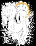 2022 4:5 5_fingers anthro black_nose breasts canid canine deity digital_media_(artwork) eyelashes female fingers fire flaming_tail fox fur hair hi_res inktober leprzil looking_back mammal solo standing tail true_fox white_eyes