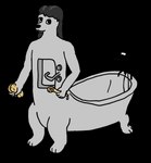 2024 alpha_channel ambiguous_gender animate_inanimate anthro batelite bathtub brush canid canine canis dated domestic_dog hi_res mammal simple_artstyle simple_background sink sinkdog solo sponge taur transparent_background