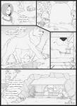 canid canine canis carrie_(s2-freak) cherry_(s2-freak) comic dialogue english_text female feral group hi_res human macro male mammal monochrome s2-freak schwarzpelz text wolf