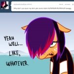 1:1 alternative_fashion applejack_(mlp) ask_jappleack dialogue earth_pony emo english_text equid equine female friendship_is_magic green_eyes hair hasbro horse hotdiggedydemon looking_at_viewer mammal multicolored_hair my_little_pony pony scene_haircut solo text tumblr two_tone_hair