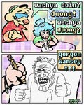 Rating: s
ID: 5562901
Date: 2025-05-10 17:34:06 -0400
Status: active
Score: 21
2_panel_comic 4:5 4_fingers abstract_background aloha_shirt anthro artist_name blue_hair bracelet canid canine canis clothing comic creating_art dialogue digital_media_(artwork) domestic_dog drawing duo english_text eyewear female fingers fur gordon_ramsay hair hat headgear headwear hi_res jewelry male mammal meme pattern_clothing pattern_shirt pattern_topwear pencil_(object) pink_body pink_fur rawdawgcomics rawdawgcomics_(series) shirt stahli_(rawdawgcomics) sunglasses text topwear yellow_body yellow_fur young young_anthro young_female post #5562901