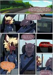 anthro brown_body canid canine canis car clothed clothing dialogue domestic_dog duo english_text female german_shepherd grimart herding_dog inside_car inside_vehicle male mammal moxy_(grimart) pastoral_dog pillin_(grimart) police police_uniform text uniform vehicle