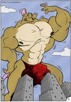 2010 4_fingers anthro big_biceps big_muscles big_pecs biped body_size_growth border brown_body brown_fur building clothing cloud color_edit colored comic cooner english_text fingers fur growth growth_sequence hi_res huge_muscles huge_pecs hyper hyper_muscles looking_at_self low-angle_view macro male mammal mouse murid murine muscle_growth muscular muscular_arms muscular_male navel nipples notveryathletic page_number pecs red_clothing red_underwear rodent size_transformation sky skyscraper solo standing tail text third-party_edit tongue tongue_out toony transformation underwear url white_border