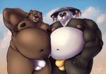 Rating: q
ID: 5655601
Date: 2025-06-20 12:44:57 -0400
Status: active
Score: 30
absurd_res anthro armpit_hair armpit_tuft asian_clothing asian_conical_hat bear belly belly_to_belly ben_bigger big_belly blush body_hair brown_bear brown_body brown_fur bulge chest_tuft clothed clothing digital_media_(artwork) duo east_asian_clothing eyewear facial_scar fundoshi fur giant_panda glasses hat headgear headwear hi_res japanese_clothing levas male male/male mammal mihoyo multicolored_body multicolored_fur muscular muscular_male navel nipples open_mouth overweight overweight_male pan_yin_hu scar simple_background tuft underwear ursine white_body white_fur zenless_zone_zero post #5655601