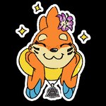 1:1 alpha_channel anthro arm_fins buizel eyes_closed female fin flower freckles fur generation_4_pokemon hand_on_face happy ixen_blazetail_(artist) jewelry kevira065 looking_at_viewer mammal markings mustelid necklace nintendo orange_body orange_fur outline plant pokemon pokemon_(species) simple_background smile solo sparkles tan_body tan_fur transparent_background whisker_markings white_outline