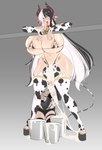 2024 absurd_res animal_humanoid animal_print areola bell bell_collar big_breasts blue_eyes blush bodily_fluids bovid bovid_humanoid bovine bovine_humanoid breasts bucket cattle_humanoid collar container cow_print cow_print_elbow_gloves cow_print_thigh_highs cowbell cum cum_in_mouth cum_inside cumshot digital_media_(artwork) duo ear_piercing ear_tag ejaculation excessive_cum excessive_genital_fluids female genital_fluids gynomorph gynomorph/female hair handjob heart_eyes heart_symbol hi_res horn huge_breasts human humanoid intersex intersex/female kdxyon lactating long_hair looking_up mammal mammal_humanoid milk moomo_(kdxyon) open_mouth oral penile piercing sex smile tail tongue tongue_out