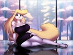 2023 4:3 animaniacs ankle_strap_heels anthro big_breasts black_clothing black_dress black_eyes black_footwear black_high_heels blonde_hair blue_eyeshadow breasts clothed clothed_anthro clothed_female clothing curvy_anthro curvy_female curvy_figure cybernetics cyberpunk_2077 cyborg dracojeff dress ear_piercing exposure_variation eyeshadow female fluffy fluffy_tail footwear hair high_heels hourglass_figure hourglass_figured_anthro hourglass_figured_female joints long_hair long_tail looking_at_viewer machine makeup mammal minerva_mink mink mustelid musteline nipple_outline piercing shoes solo tail true_musteline warner_brothers white_body wide_hipped_anthro wide_hipped_female wide_hips yellow_tail