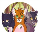 2016 :3 ambiguous_gender black_body black_fur cel_shading domestic_cat felid feline felis feral firestar_(warriors) forest freckled_face freckles fur graystripe_(warriors) green_eyes grey_body grey_fur group head_tuft looking_at_viewer male_(lore) mammal markings open_mouth open_smile orange_body orange_fur outside plant ravenpaw_(warriors) shaded smile sparkles teeth theunknownsoul tree trio tuft warriors_(book_series) white_markings yellow_eyes young_(lore)