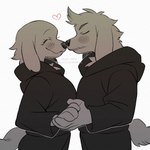 1:1 absurd_res anthro blush blush_lines canid canine canis canon_couple clothed clothing do_not_distribute dogamy dogaressa domestic_dog duo eyes_closed female hand_holding heart_symbol hi_res imkn_626 male mammal romantic romantic_couple undertale undertale_(series)