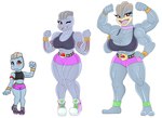 2_toes 4_arms anthro armwear big_breasts bottomwear bracelet breasts clothing feet female footwear generation_1_pokemon grey_body group hi_res huge_breasts jewelry machamp machoke machop multi_arm multi_limb muscular muscular_female nintendo pokeball pokemon pokemon_(species) red_eyes shirt shoes shorts simple_background spandex spandex_shorts tight_bottomwear tight_clothing tight_shorts toes topwear trio urusee584 white_background