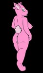 2023 alpha_channel anthro anus breasts buckteeth butt dated female fluffy fluffy_tail genitals hi_res lendri_mujina looking_back meepit neopets nipples nude petpet_(neopets) pink_body pussy signature simple_background solo tail teeth transparent_background walking