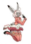 ahoge anthro arc_system_works belt_buckle benthicben big_breasts black_ear_tips boots breasts buckle clothing dipstick_ears dress ear_markings ears_up elphelt_valentine female fingerless_gloves footwear frilly frilly_clothing fur gloves grey_body grey_fur guilty_gear gun hair handwear hi_res jacket lagomorph legwear leporid mammal multicolored_ears pink_clothing pink_jacket pink_topwear rabbit ranged_weapon scut_tail shoes short_tail signature simple_background solo spikes tail thick_thighs thigh_boots thigh_highs topwear weapon white_background white_hair