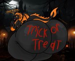 absurd_res anthro basket big_butt body_writing bucket butt container detailed_background dragon fur halloween hi_res holidays huge_butt hyper hyper_butt luxioboi22 male mani_(thebiggerderg) mythological_creature mythological_scalie mythology night orange_body orange_eyes orange_fur paint red_paint scalie solo thick_thighs tongue tongue_out trick-or-treating writing_(disambiguation) writing_on_butt