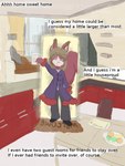 2011 3:4 anthro babystar biped bottomwear clothing coat comic detailed_background dialogue digital_media_(artwork) english_text female fur gemma_polson hair hi_res mammal pants rodent sciurid solo standing text topwear tree_squirrel