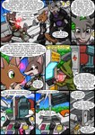 2015 absurd_res amethyst_(kitfox-crimson) anthro armor blue_sky bray_(kitfox-crimson) brianna_(kitfox-crimson) brown_body brown_fur cloud colored comic dasyurid dasyuromorph day dialogue english_text female fur greeting hi_res in_our_shadow kitfox-crimson macropod male mammal marsupial murid murine numbat outside pipa_(kitfox-crimson) quoll rat rodent screen sitting sky text wallaby