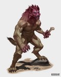 2023 4:5 abs absurd_res anthro biceps biped black_nose brown_body brown_fur buckovskiart crotch_tuft digital_media_(artwork) fur hi_res holding_object hyena male mammal muscular muscular_anthro muscular_male muscular_thighs nude outside pecs quads solo step_pose tail teeth thick_thighs tuft vein veiny_arms veiny_muscles werecreature werehyena whiskers