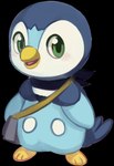 2017 alpha_channel ambiguous_gender avian bag beak biped bird blue_body digital_media_(artwork) flavia-elric generation_4_pokemon green_eyes hi_res nintendo open_mouth penguin piplup pokemon pokemon_(species) pupils scarf solo standing tongue white_sclera