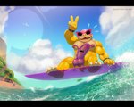 abs absurd_res anus balls beach genitals gesture hand_gesture hi_res koopa koopaling living_condom living_sex_toy looking_at_viewer male mario_bros muscular muscular_male nintendo nipples one_eye_closed pecs penis rad-lizer roy_koopa scalie surfing v_sign wink winking_at_viewer wubba