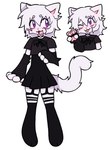 ambiguous_gender anthro arm_warmers armwear bottomwear choker clothing domestic_cat felid feline felis hi_res jewelry legwear mammal necklace polachii purple_eyes skirt solo thigh_highs